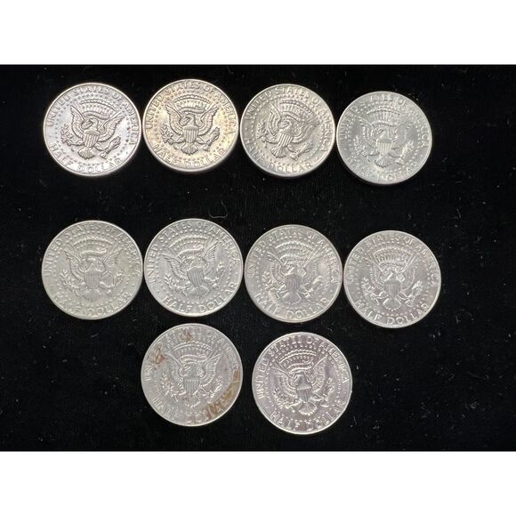 1972 Kennedy Half Dollar (4) with no mint mark (6) with D mint mark - Picture 2 of 2